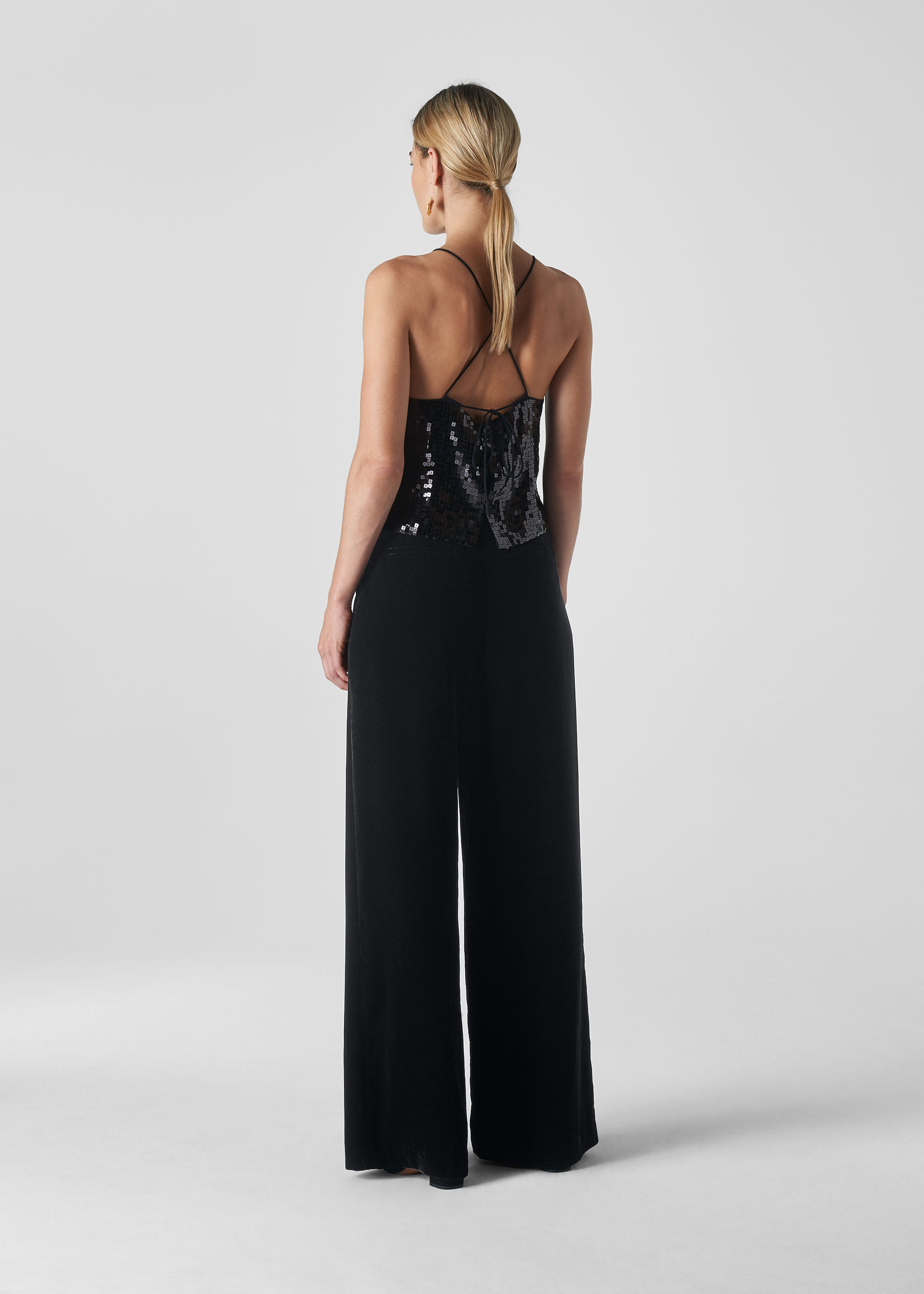 Wide leg full length trousers store