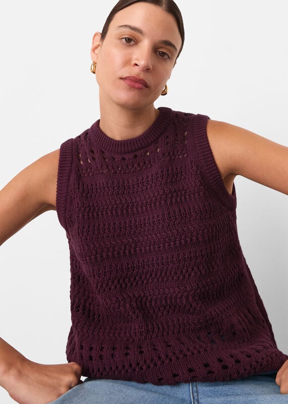 Plum Chunky Cotton Pointelle Tank