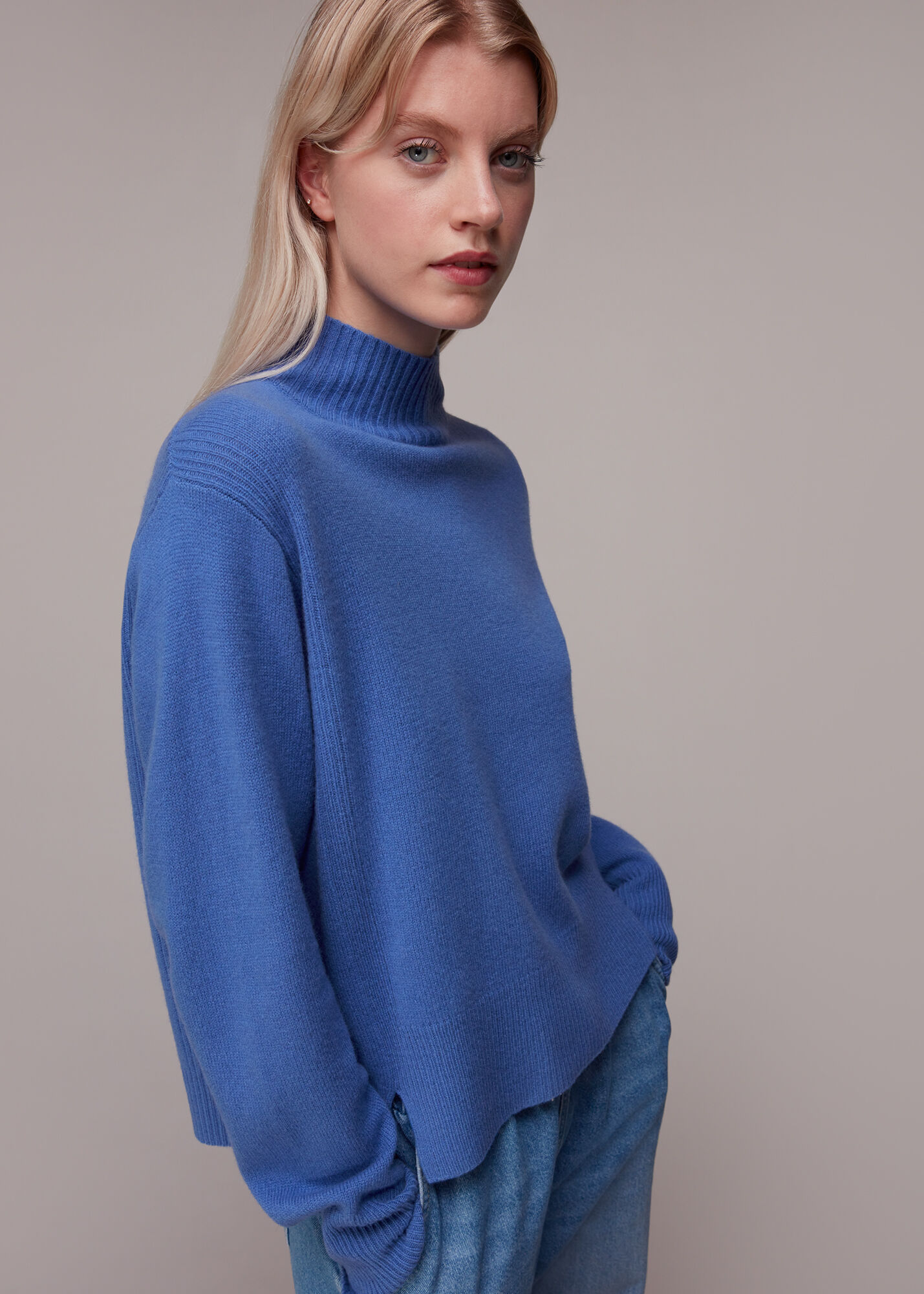 Blue Ferne Wool Funnel Neck Jumper WHISTLES