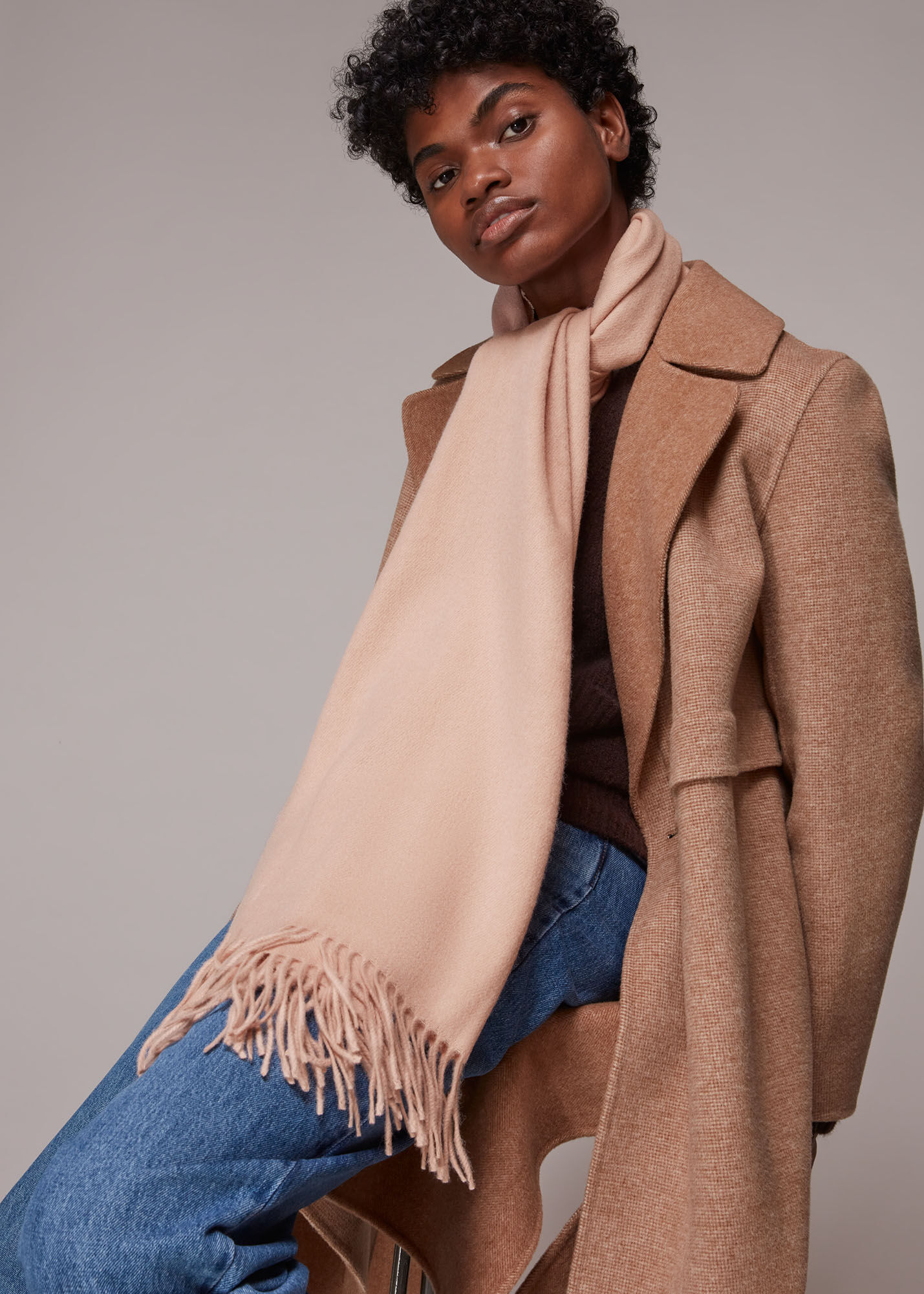 Pale pink cashmere scarf online