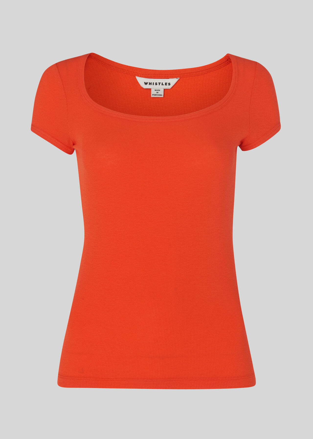 Fine Rib Scoop Neck Tshirt Orange