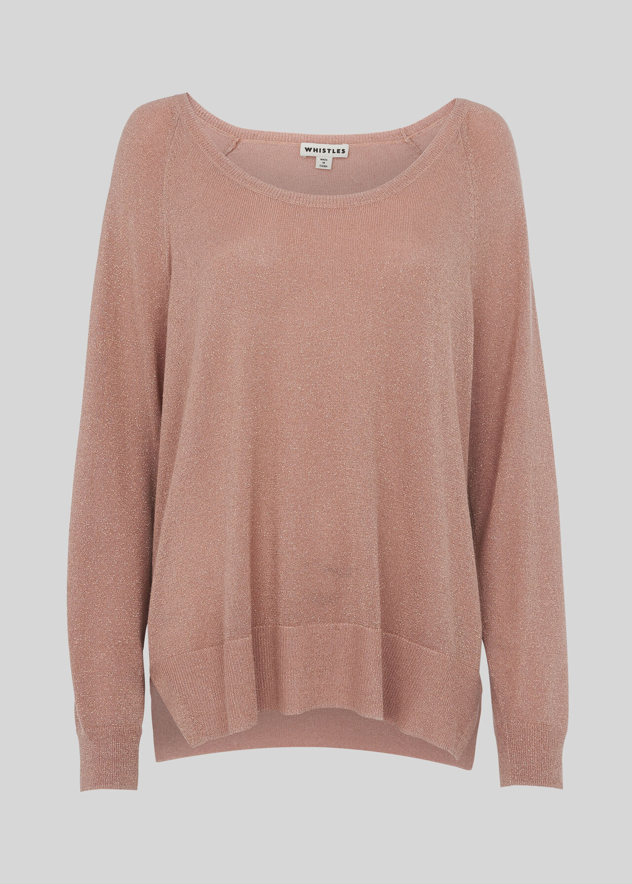 Sparkle Scoop Neck Knit Pale Pink