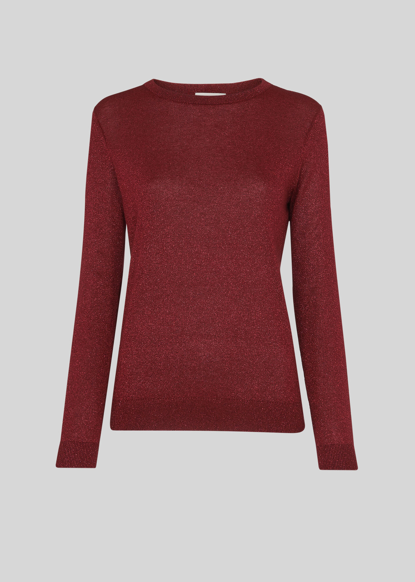 Burgundy Sparkle Crew Neck Knit WHISTLES