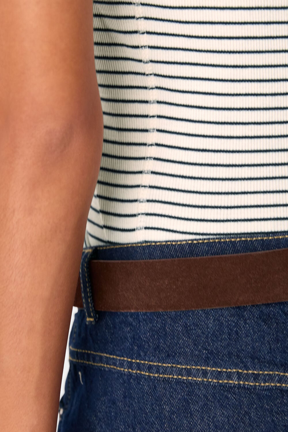 Stripe High Neck Rib Tee