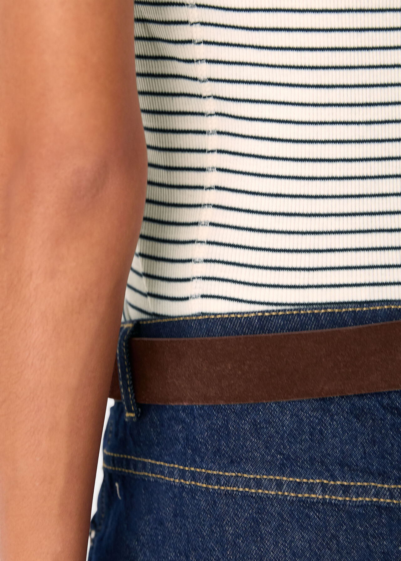 Stripe High Neck Rib Tee