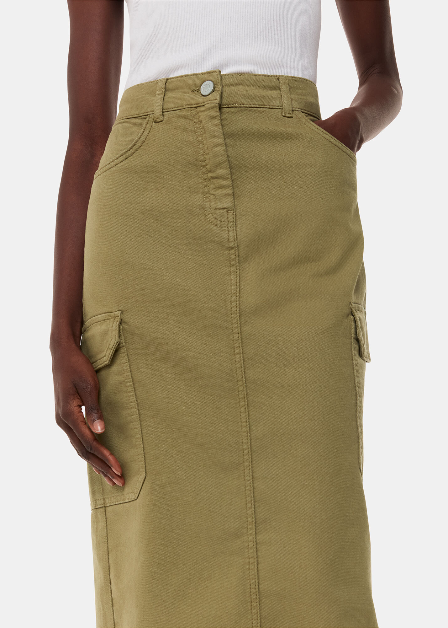 Khaki Cargo Midi Skirt | Whistles US | Whistles US |