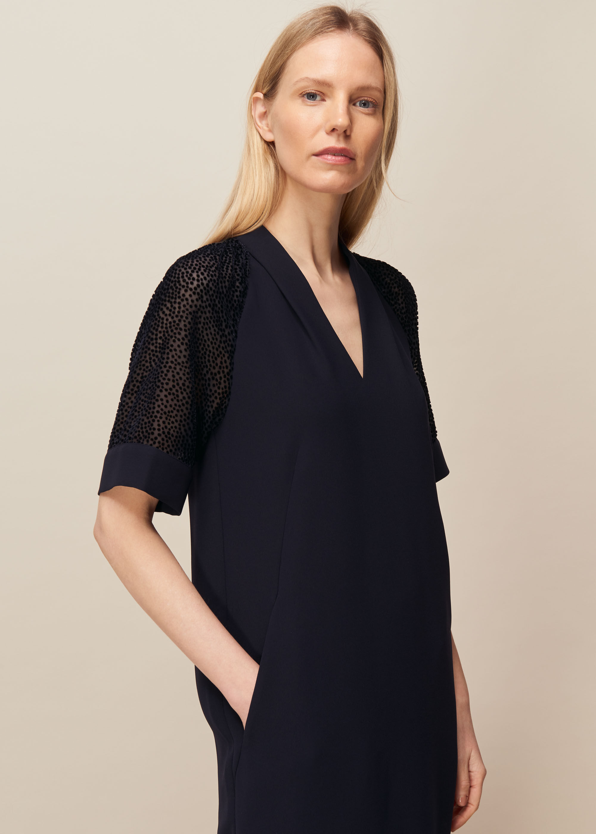 Whistles lina dobby sales sleeve dress