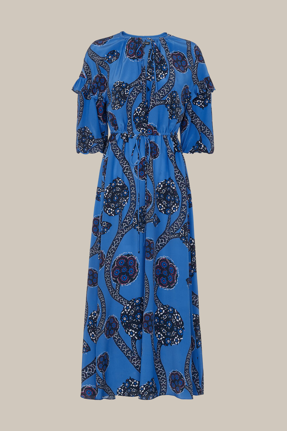 Trailing Seedpod Silk Dress Blue/Multi