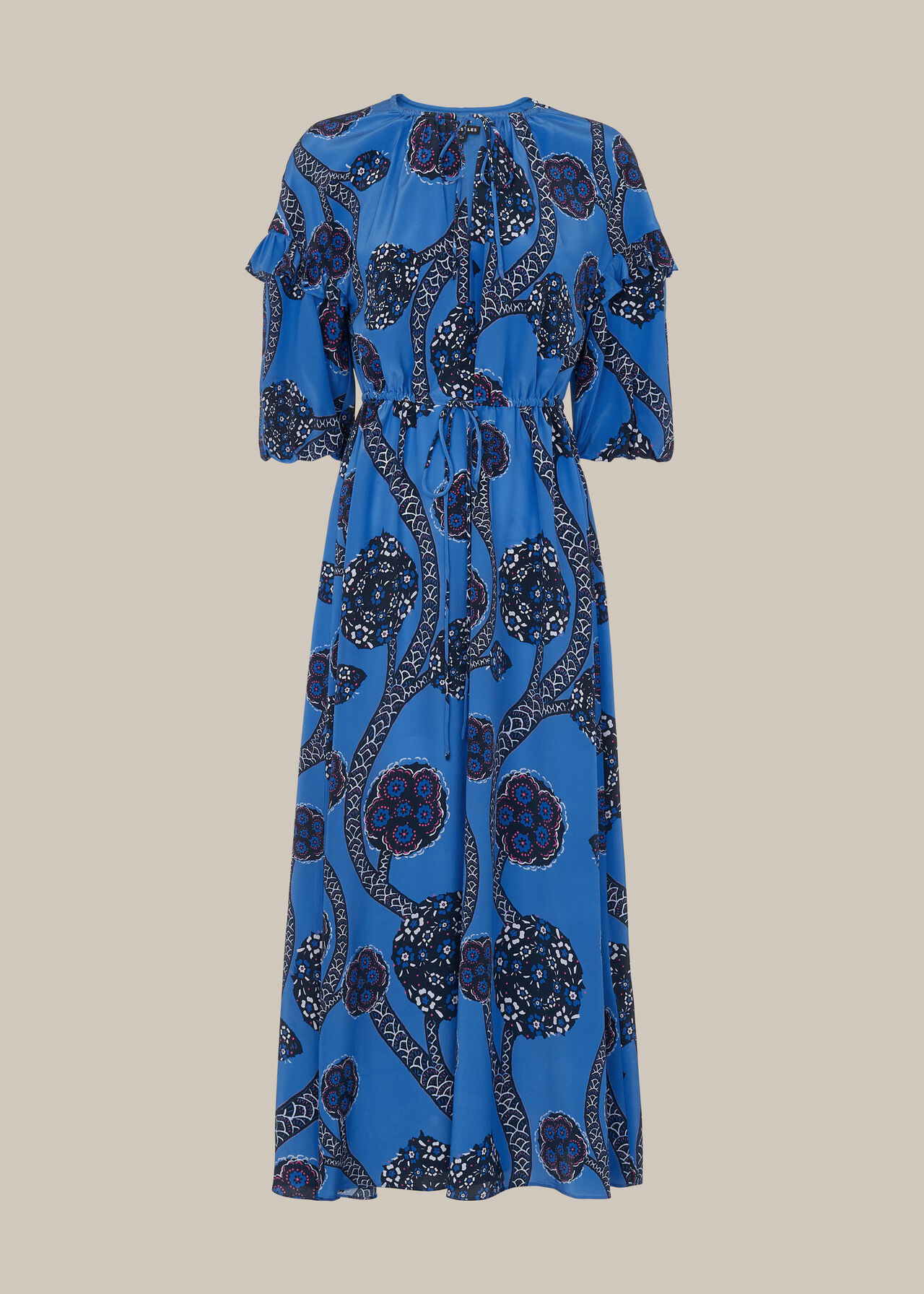 Trailing Seedpod Silk Dress Blue/Multi