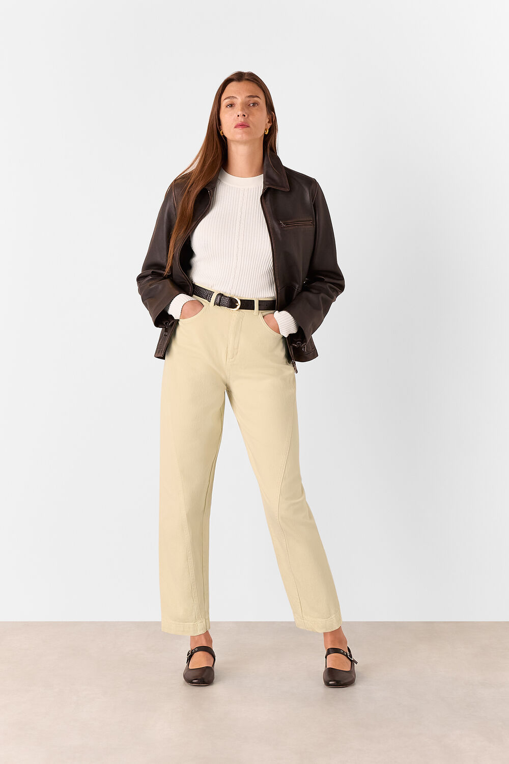 Neutral Lola Cotton Blend Trouser