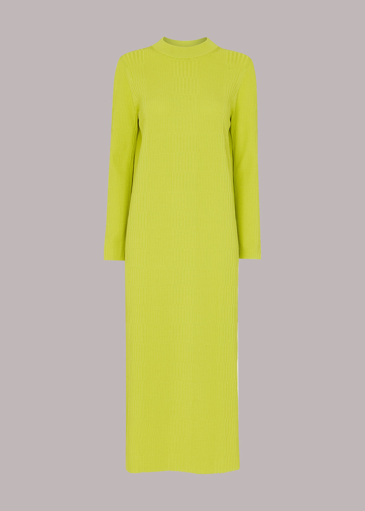 Lime Mixed Rib Knit Dress | WHISTLES