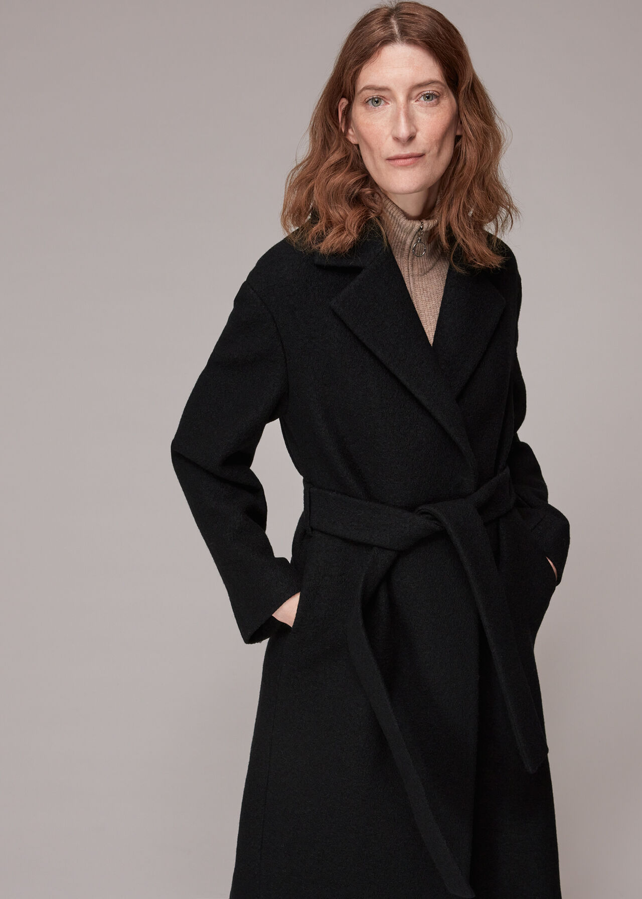 Tie Waist Wool Coat