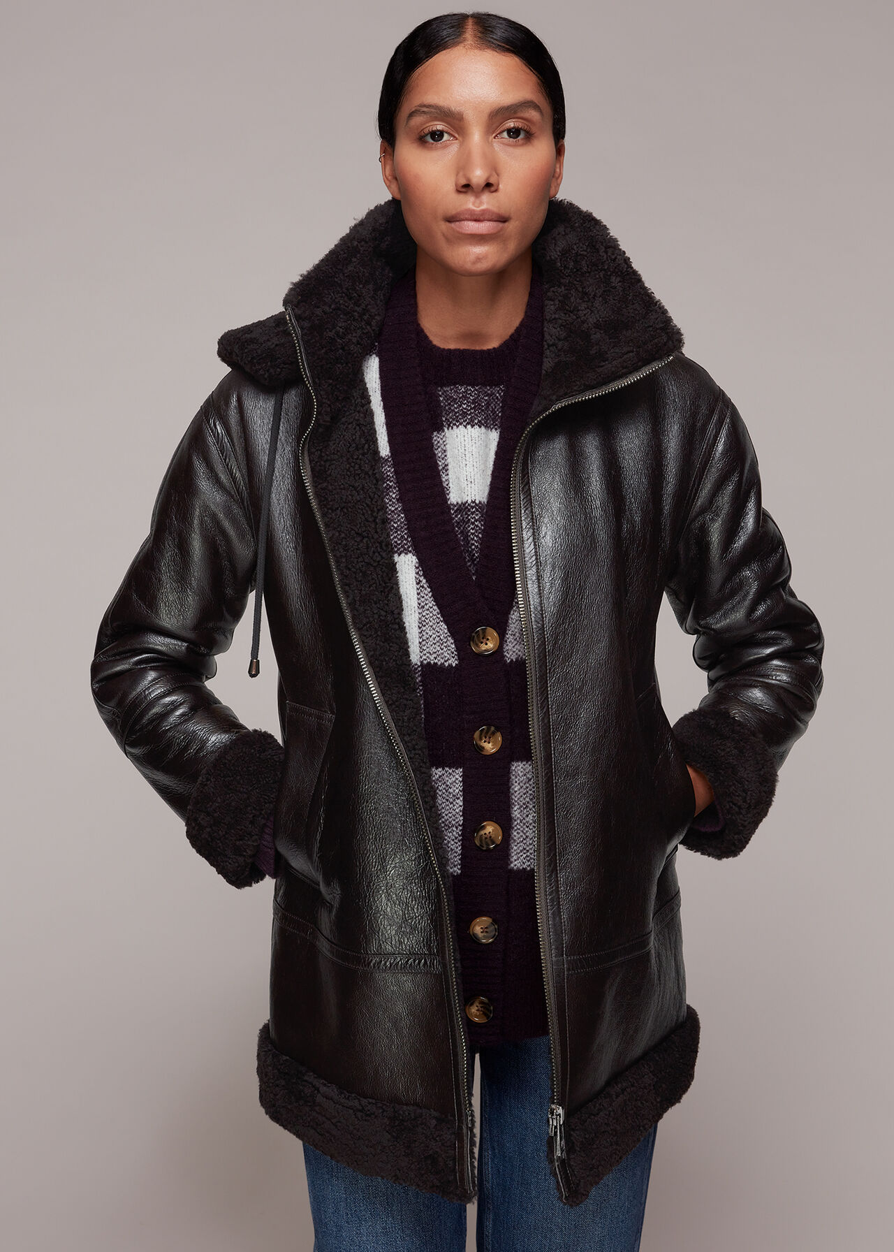 Shearling Hooded Biker