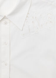 Leaf Embroidered Cotton Shirt