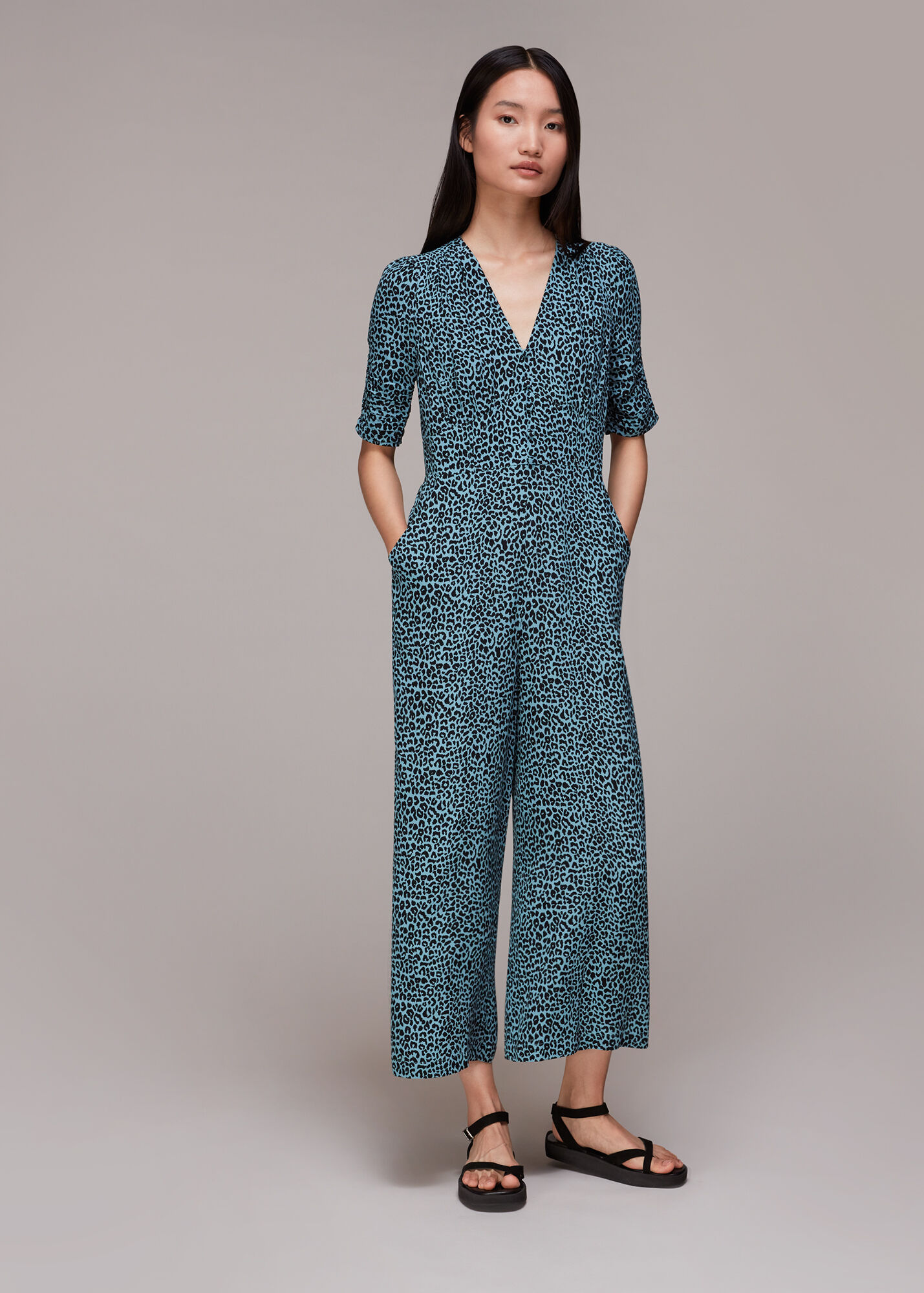 Blue/Multi Classic Leopard Print Jumpsuit WHISTLES