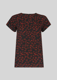 Lips Print Top Black/Multi