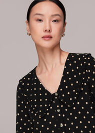 Spot Print Collar Top