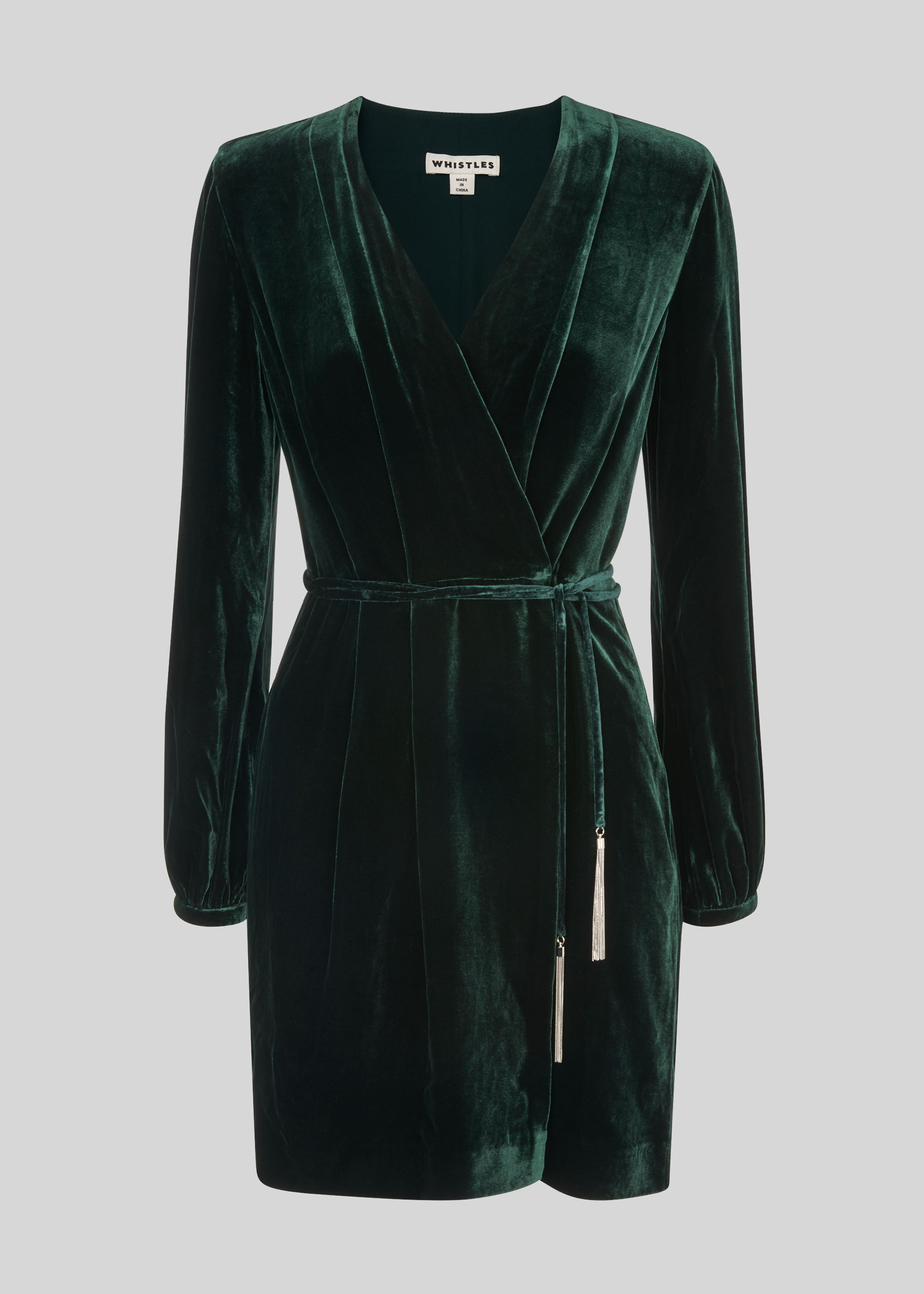 whistles green velvet dress