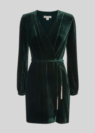 Lavone Silk Mix Velvet Dress Dark Green