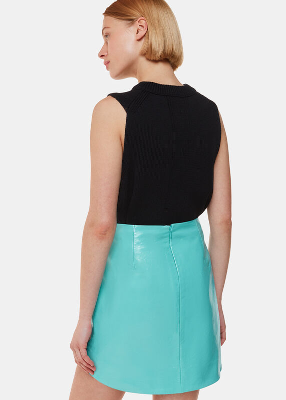Turquoise Patent Leather Mini Skirt