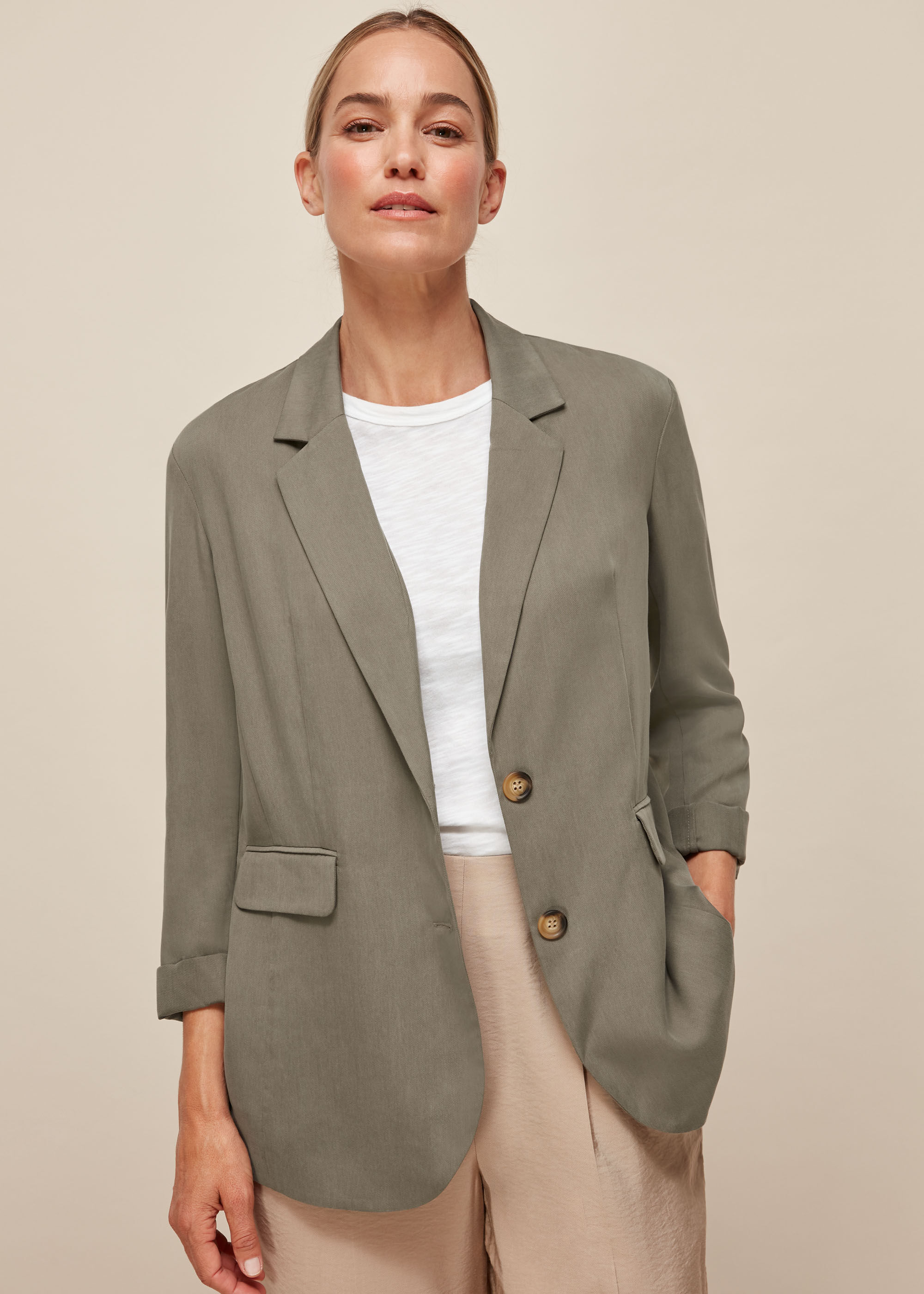 Khaki blazer best sale