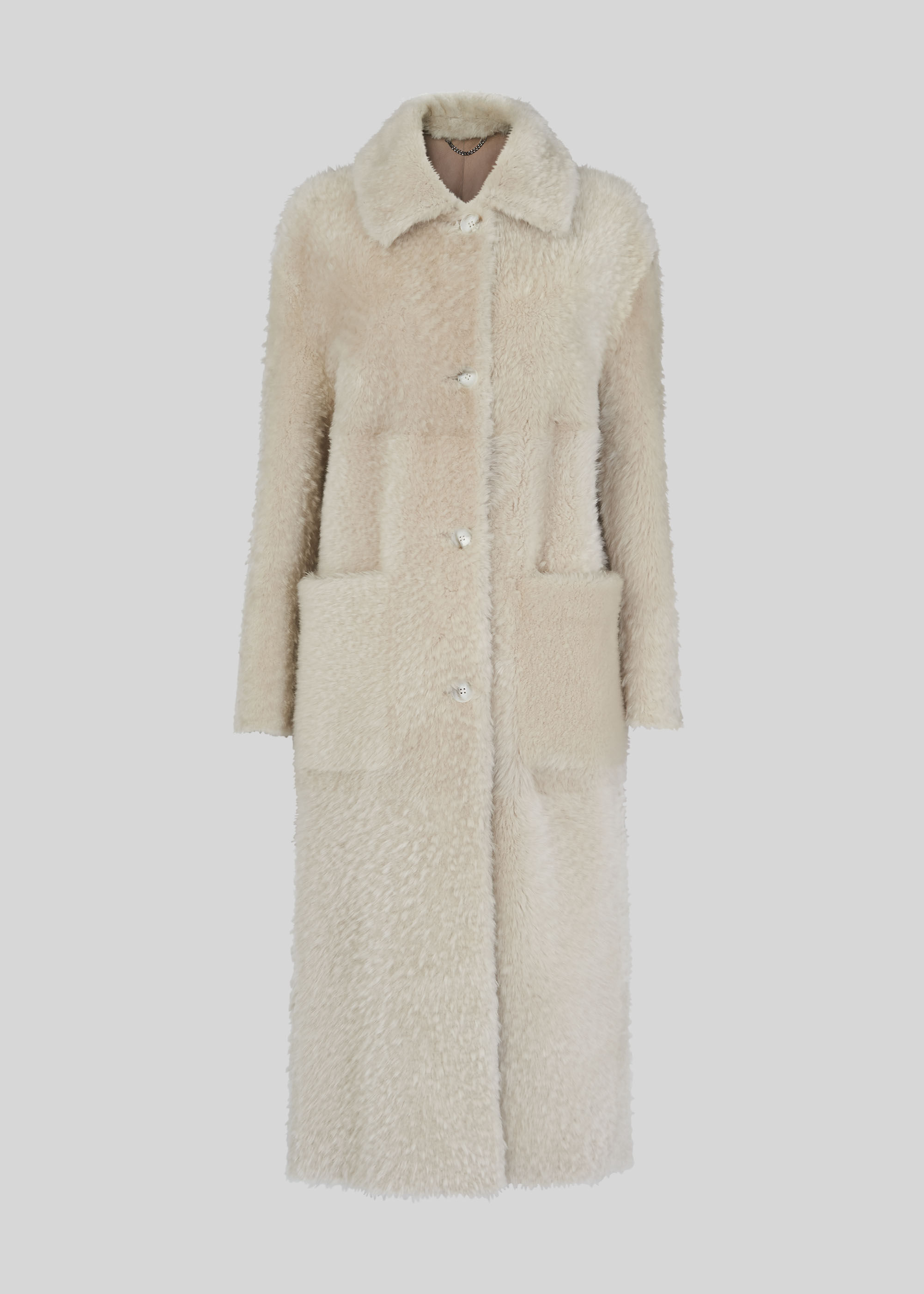 Ivory shearling coat hot sale