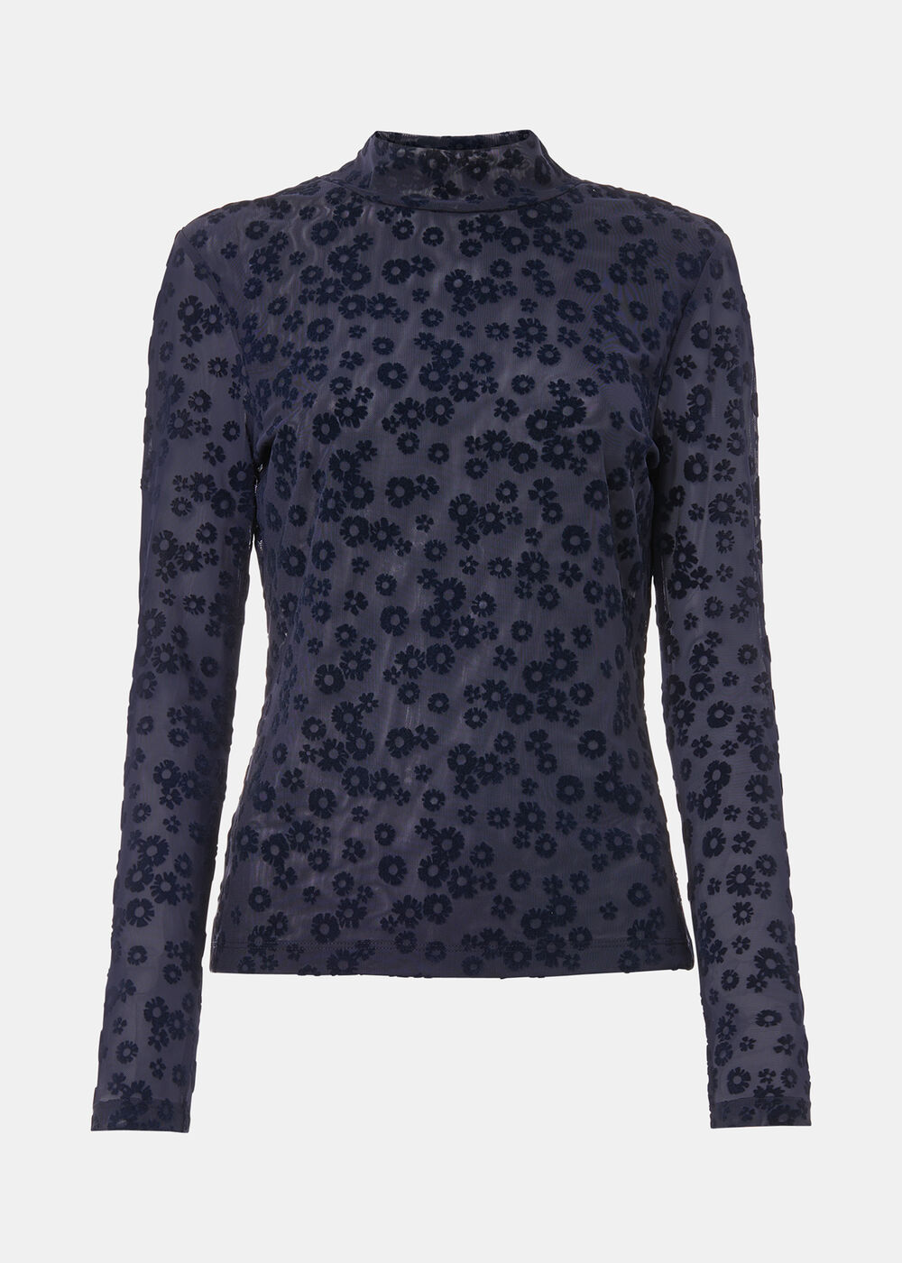 Flower Crew Neck Mesh Top
