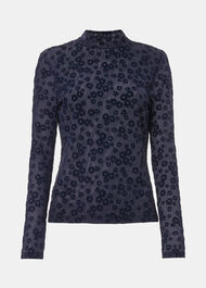 Flower Crew Neck Mesh Top