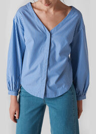 V Bardot Stripe Shirt Blue/White