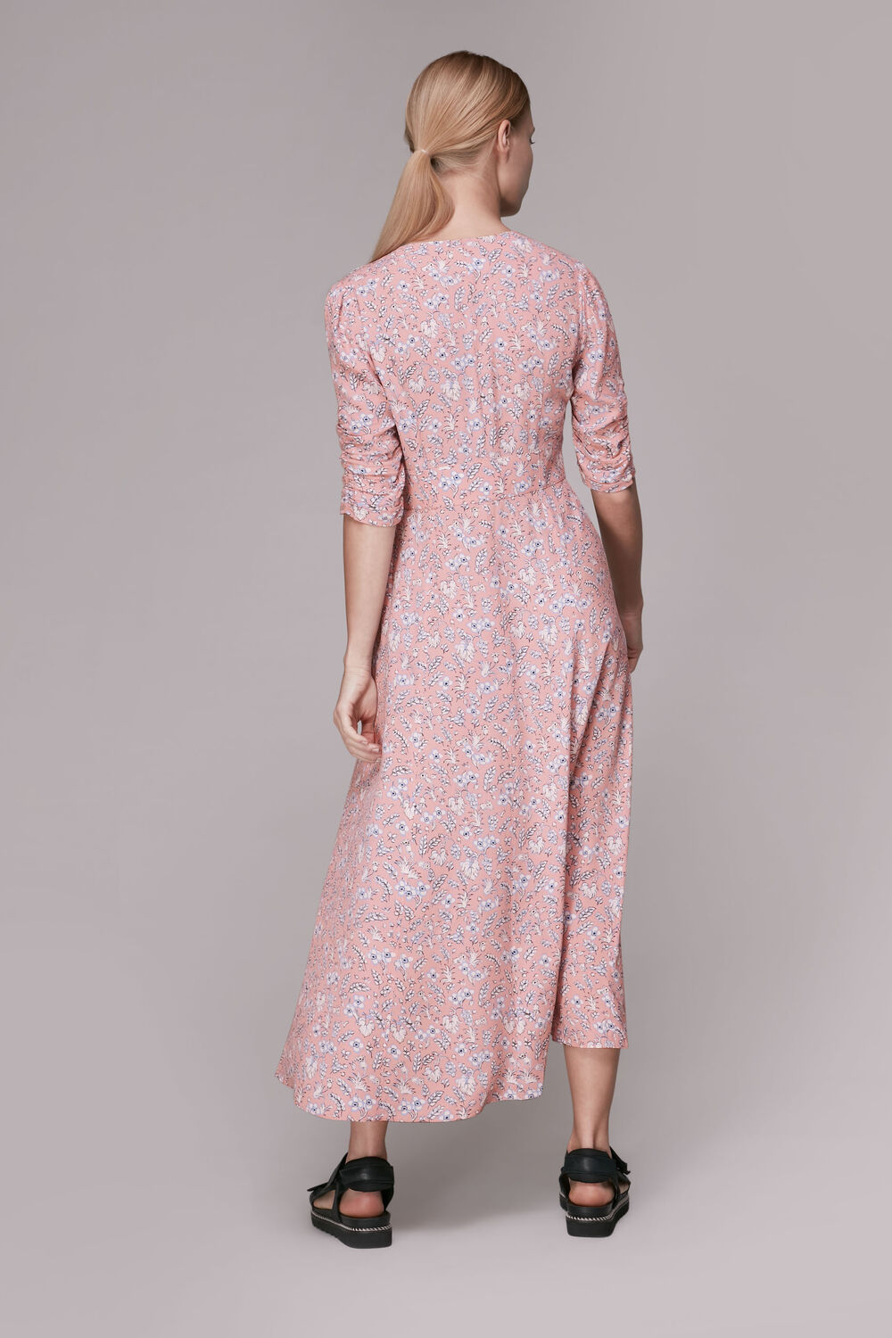 Wheat Floral Midi Dress