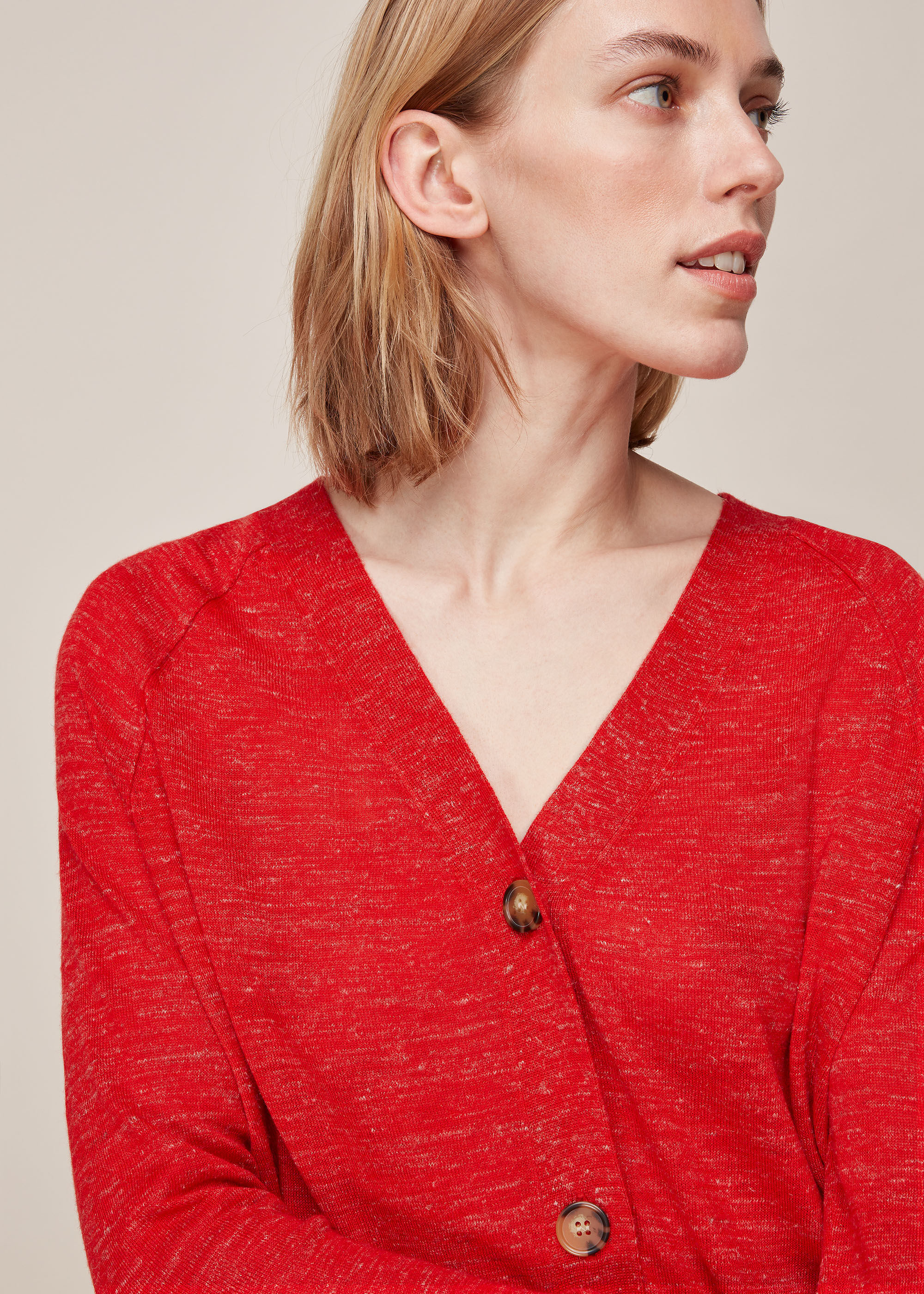 Red cheap linen cardigan
