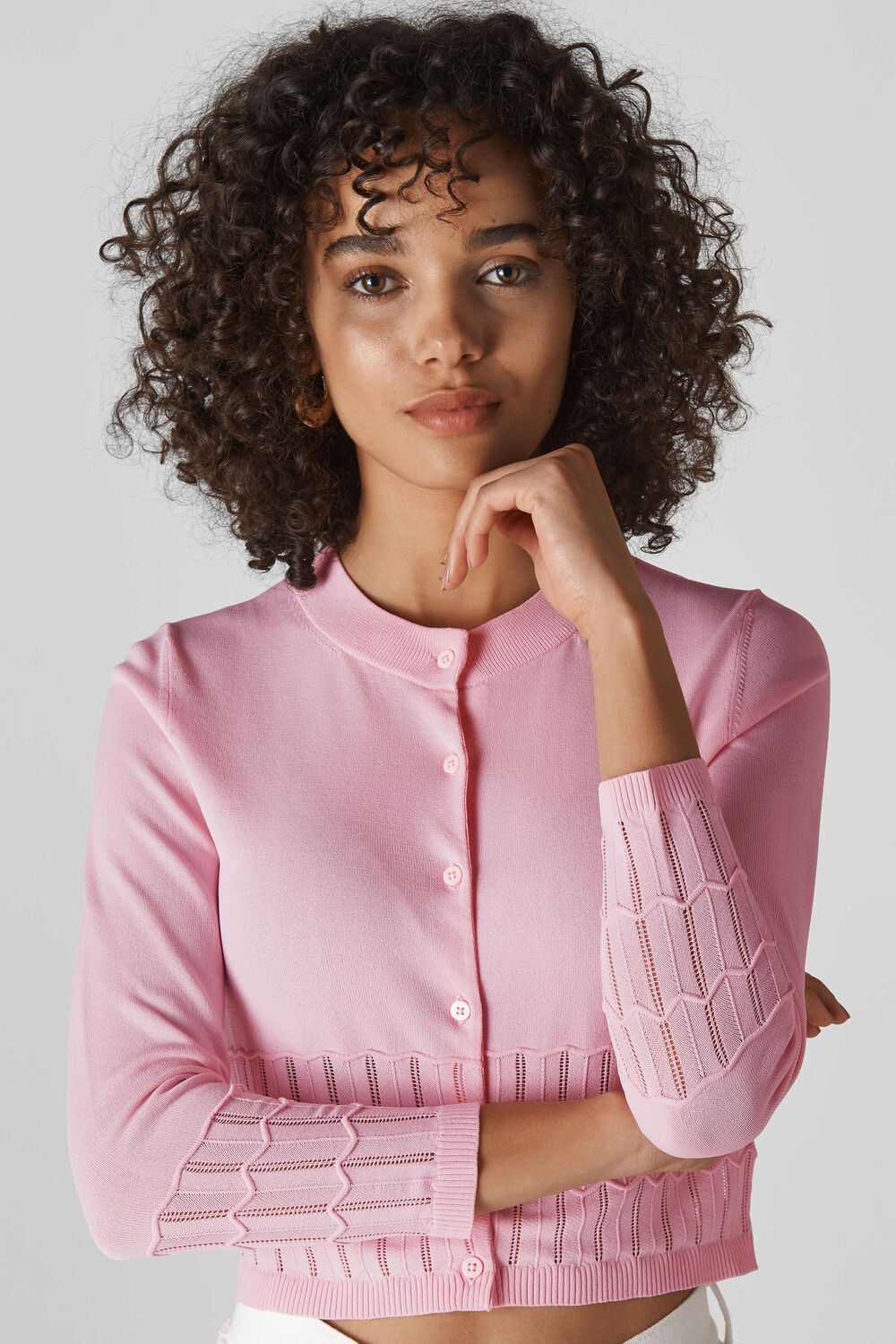 Pointelle Cardigan Pale Pink