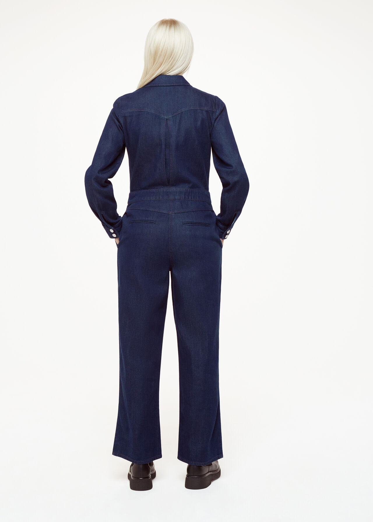 Petite Western Denim Jumpsuit