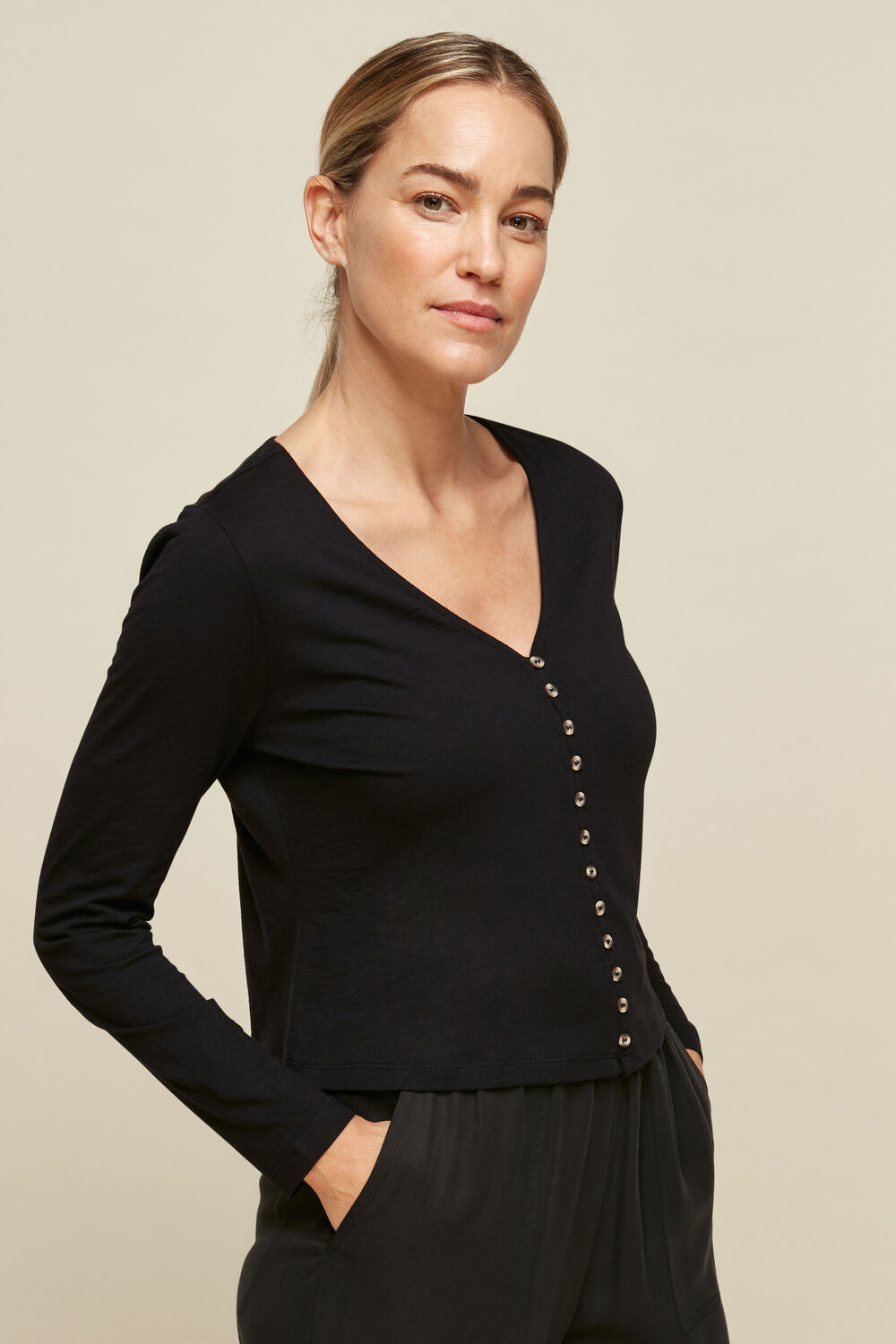 Sabrine Button Front Top