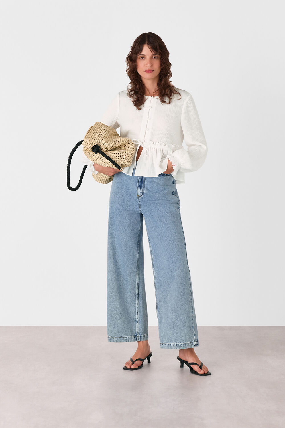 Cotton Frill Peplum Blouse