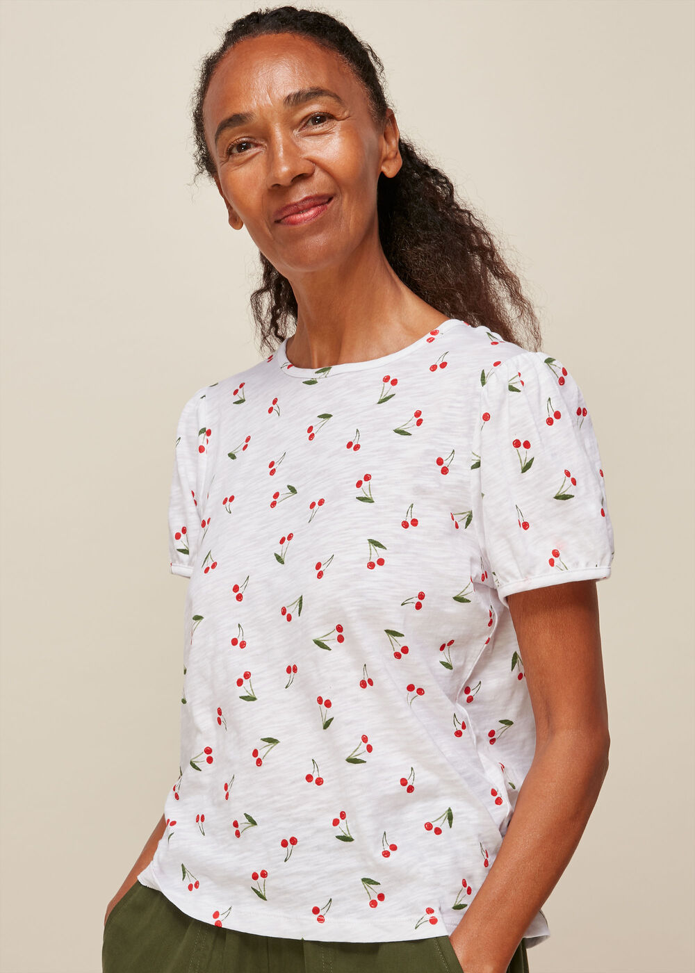 Puff Sleeve Cherry Tshirt