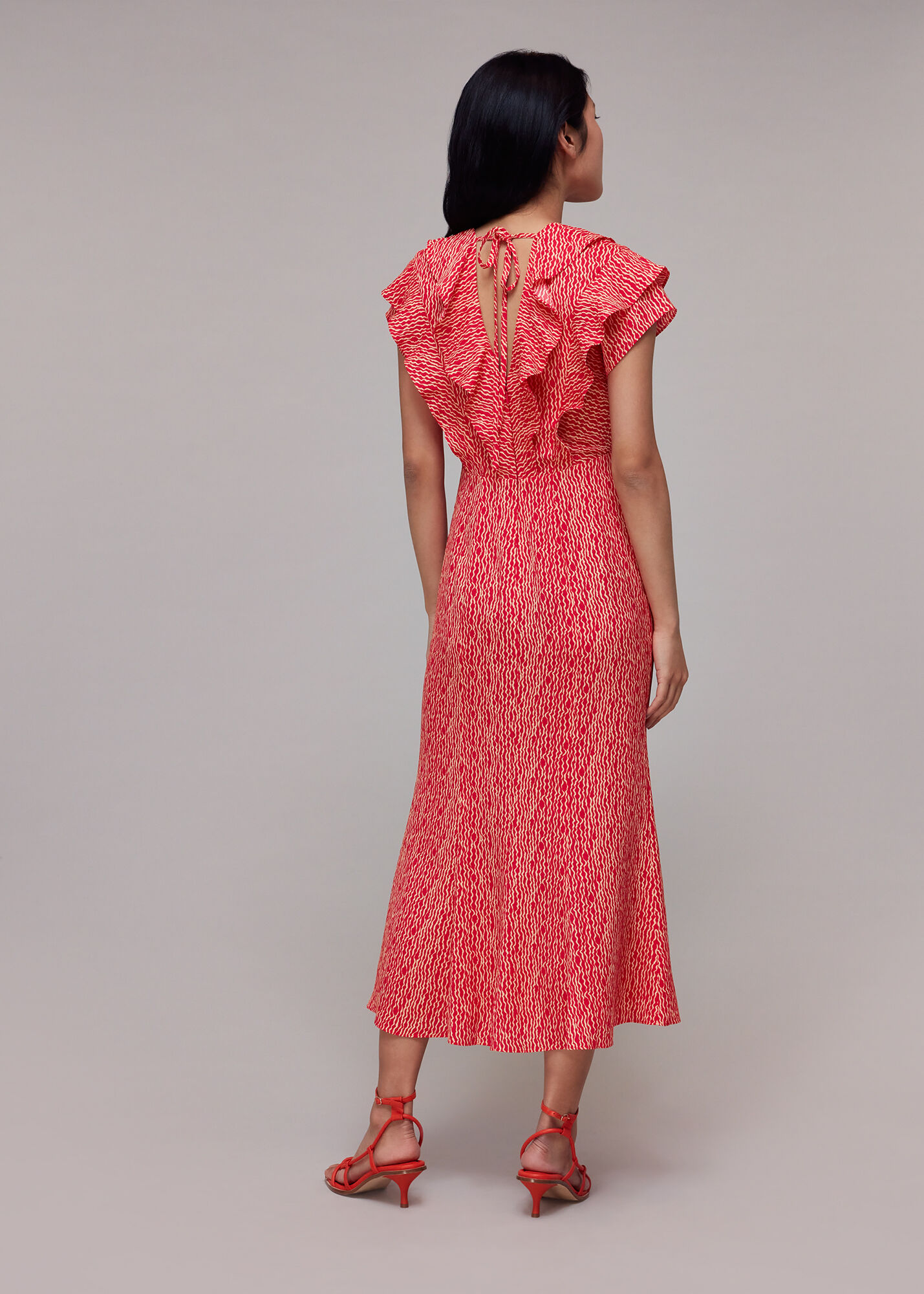 Red/Multi Wiggly Lines Adeline Dress WHISTLES