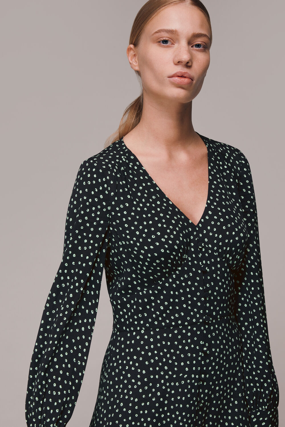 Stamp Spot Print Midi Dress