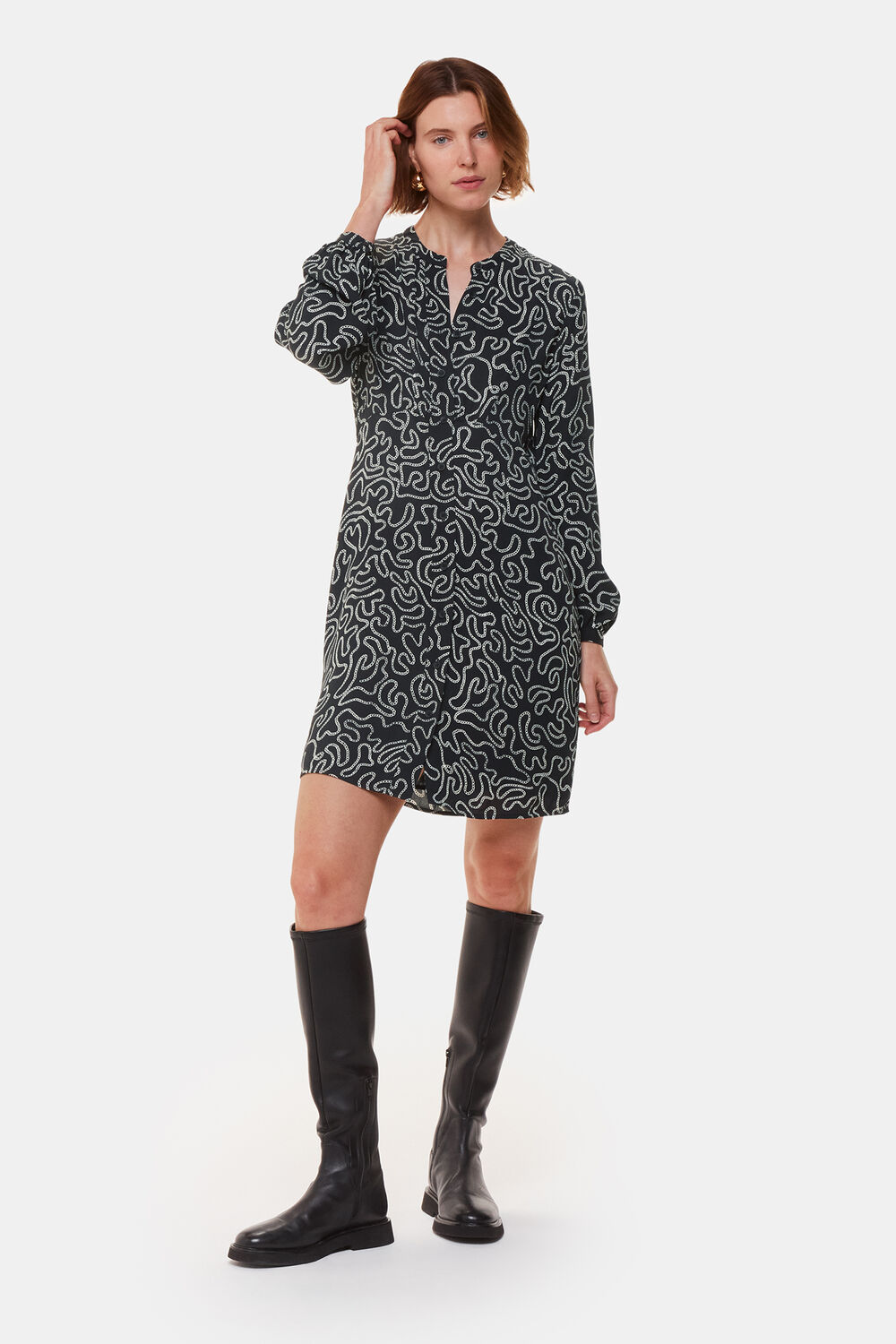 Black Chain Print Flippy Dress