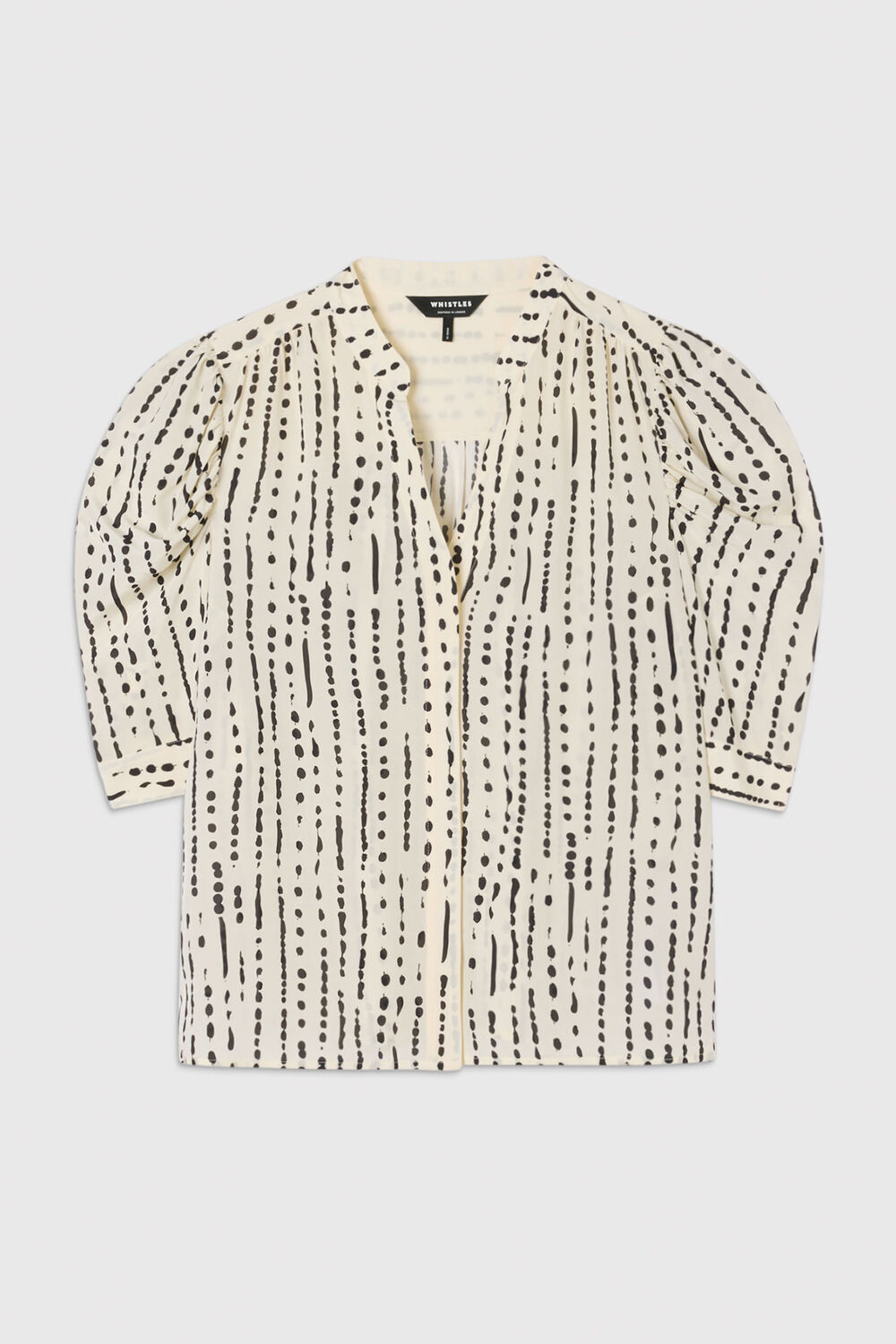 Ivory Dashed Spot Gathered Blouse