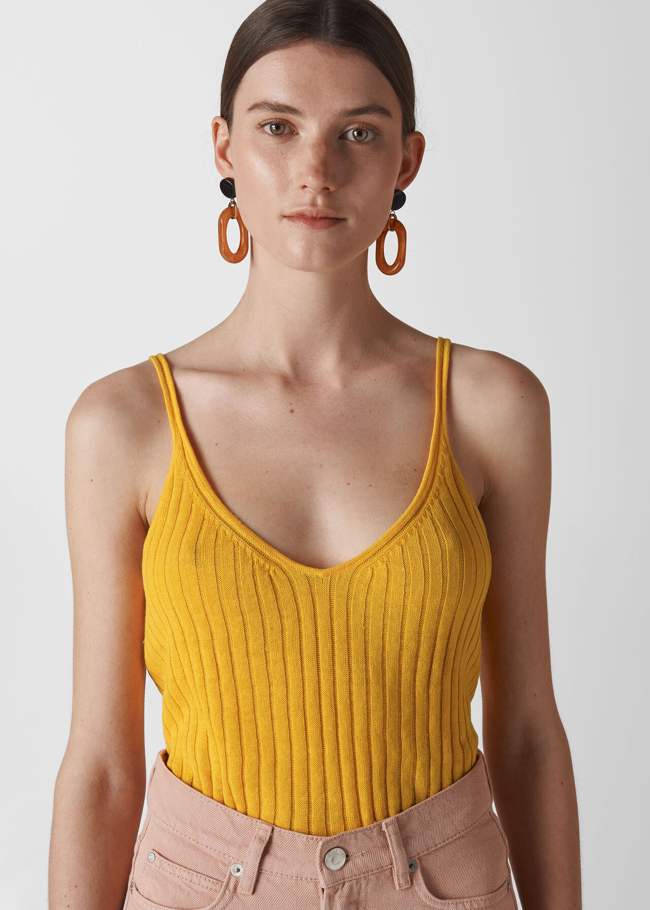 Rib Detail Knit Cami Yellow