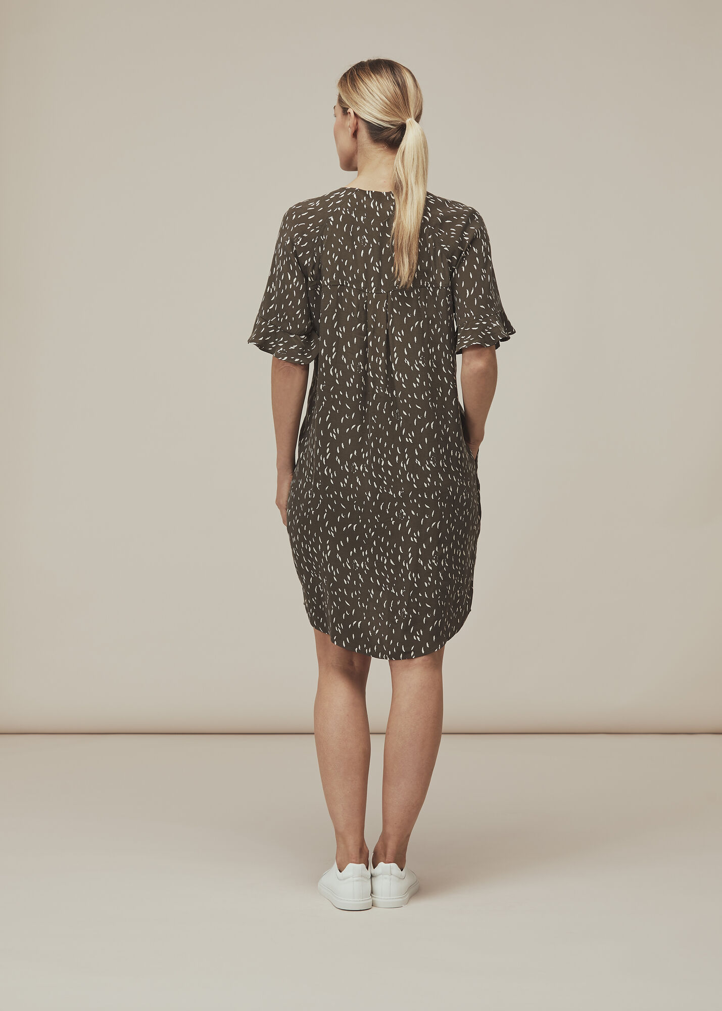 Khaki/Multi Fleck Print Alba Dress WHISTLES