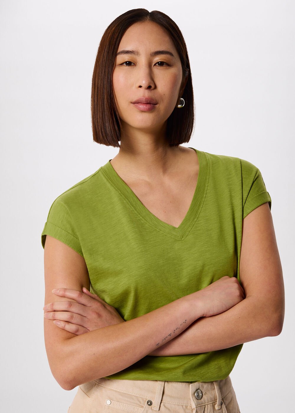 Willa V-Neck Cap Sleeve Tee