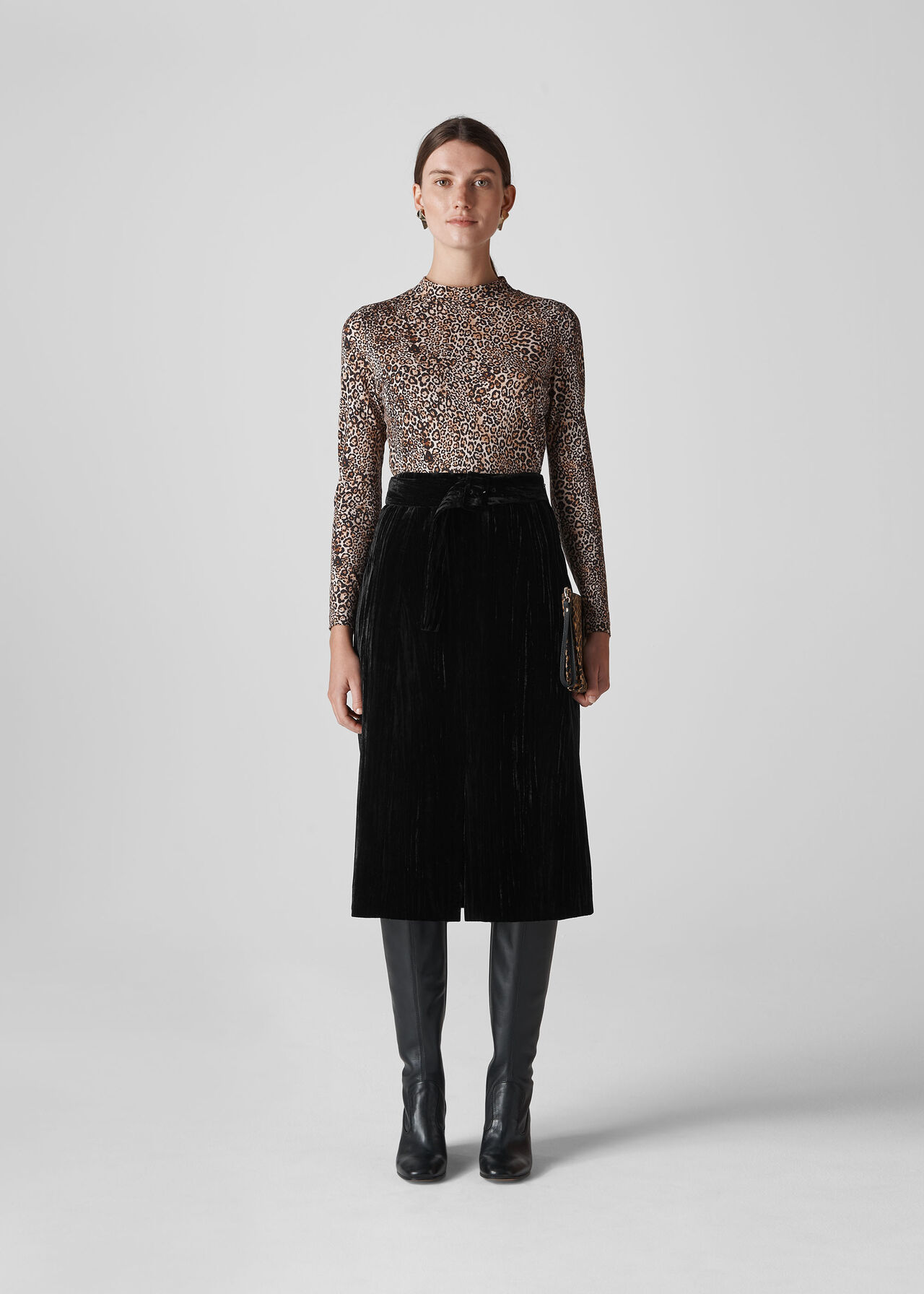 Crushed Velvet Buckle Skirt