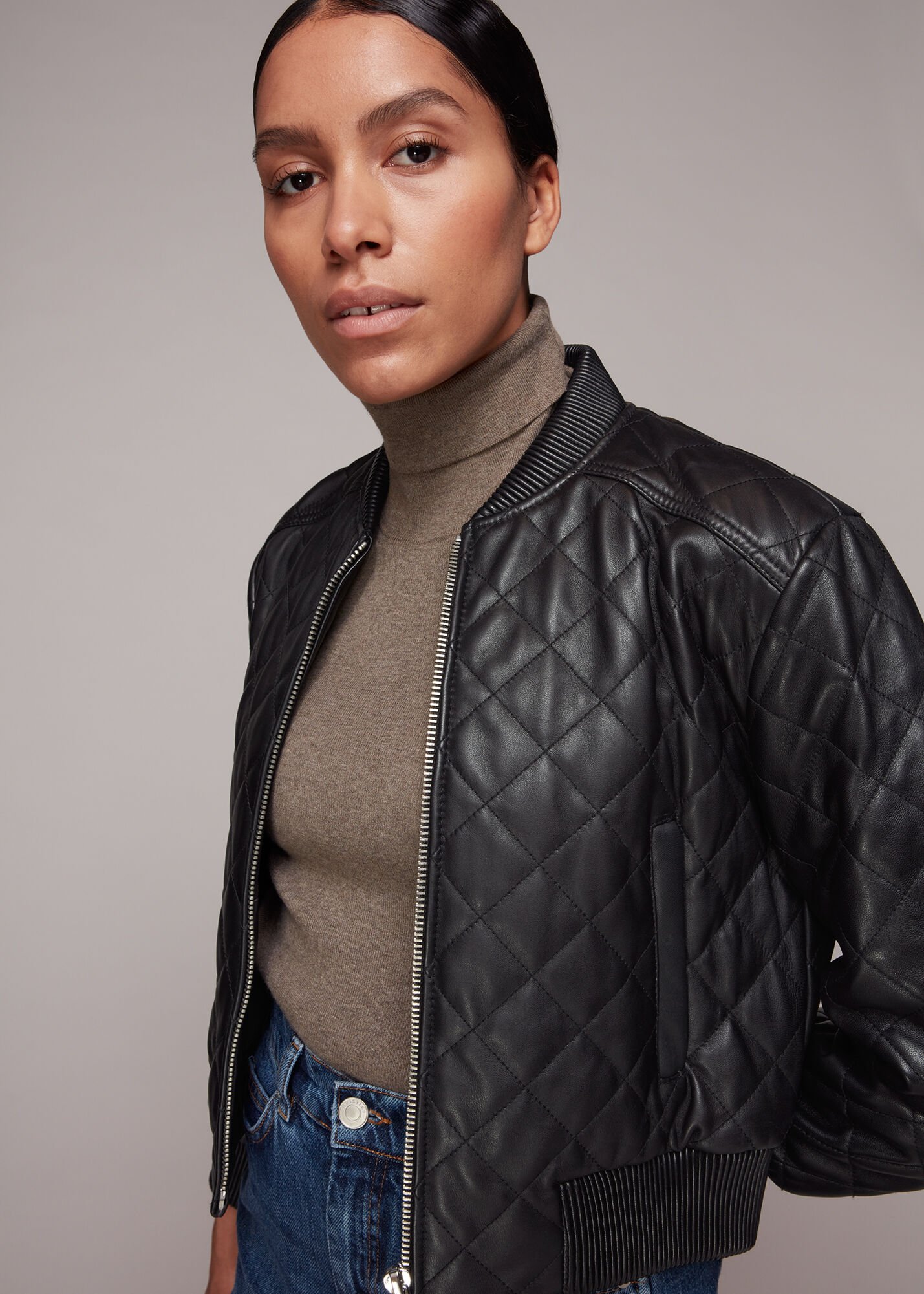 Quilted bomber store jacket women's