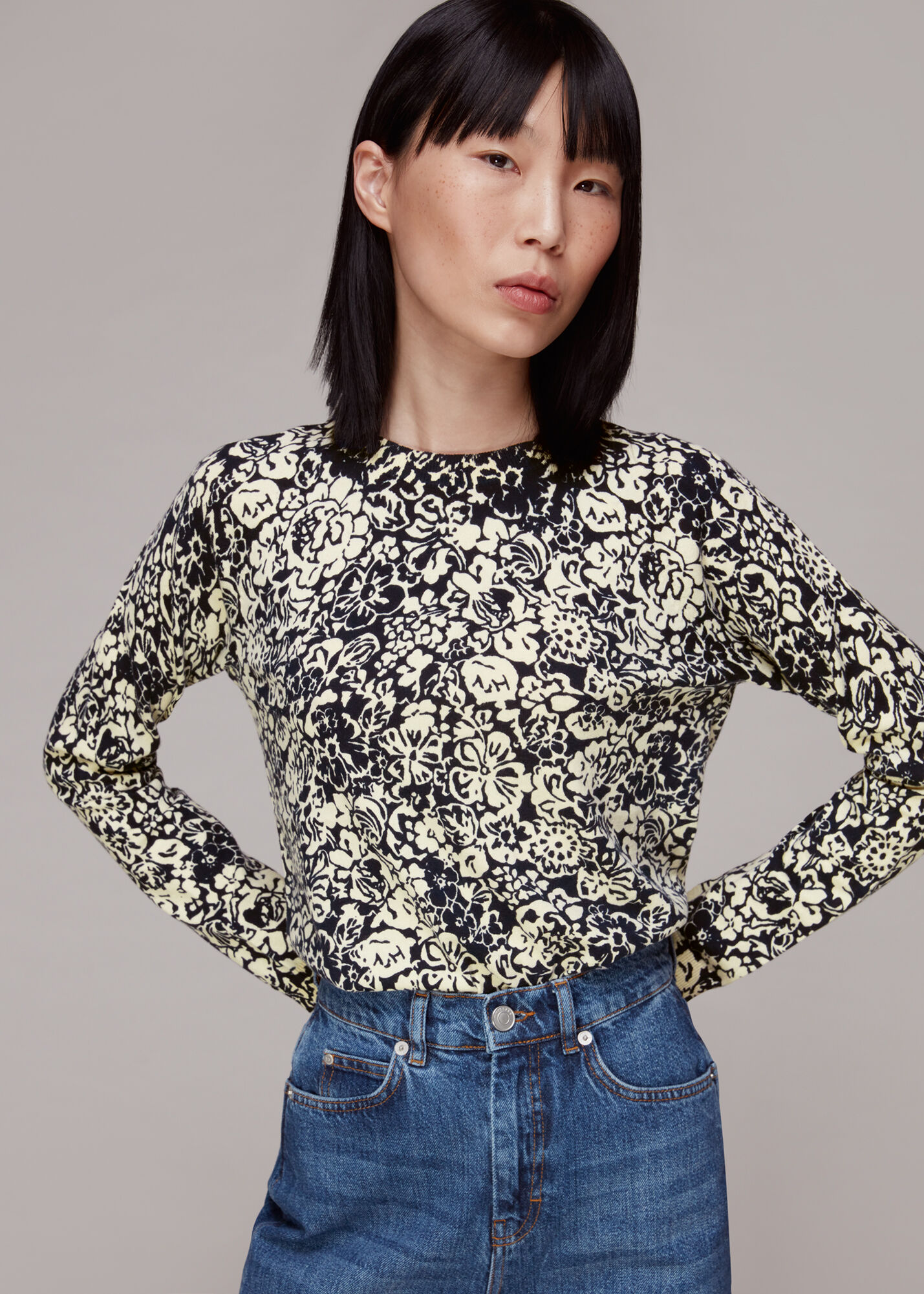 Multicolour Graphic Floral Crew Neck 