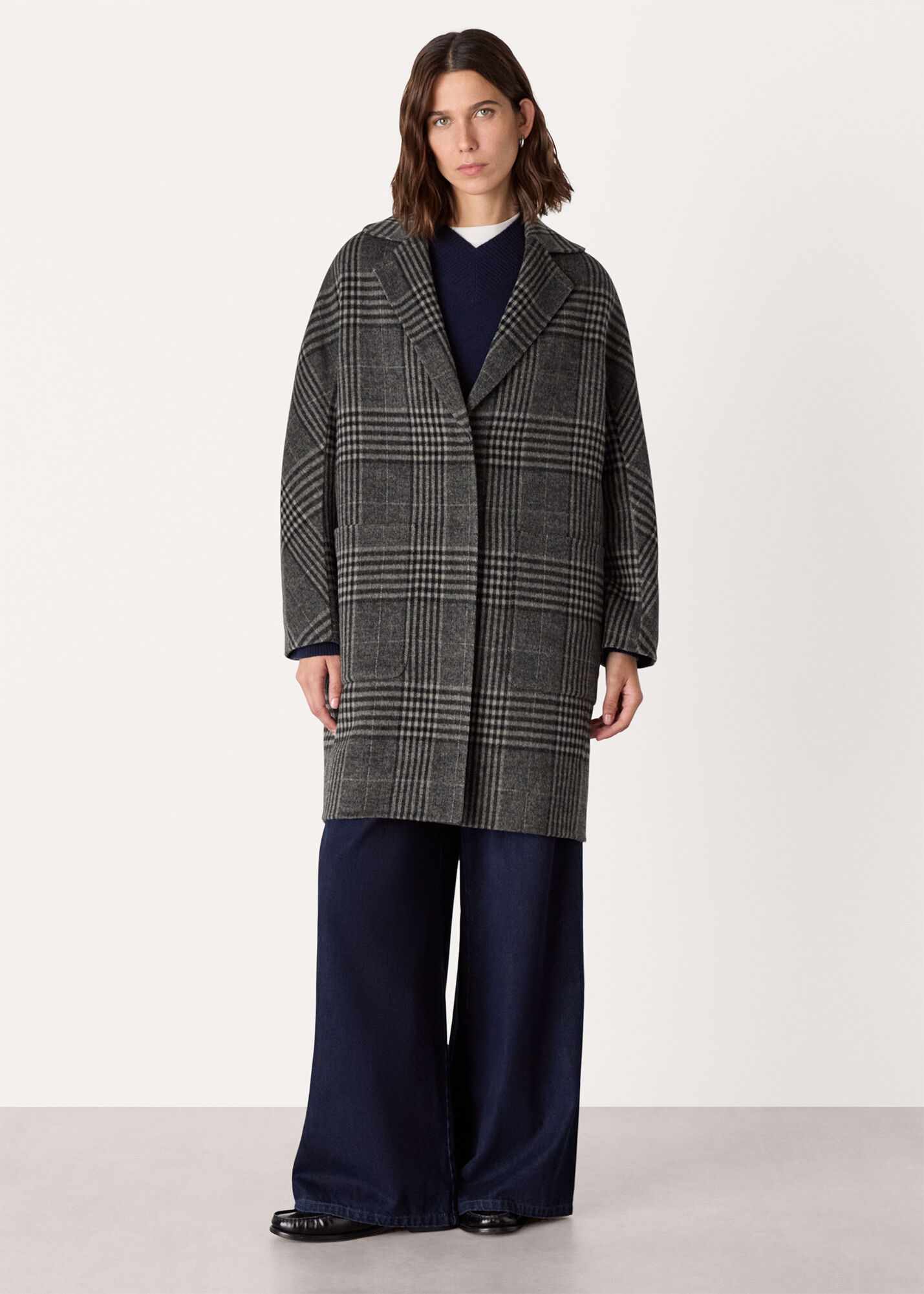 WHISLES チェックロングコート