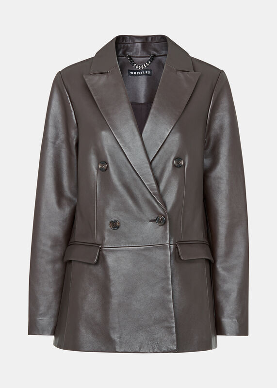 Aliza Waisted Leather Blazer