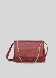 Eleni Lizard Crossbody Bag Burgundy