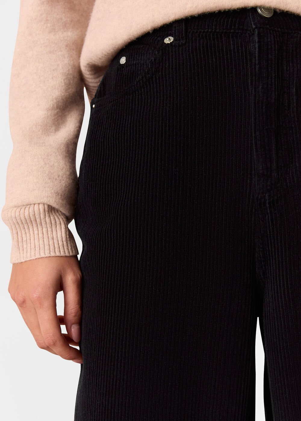 Petite High Waist Cord Barrel Jean